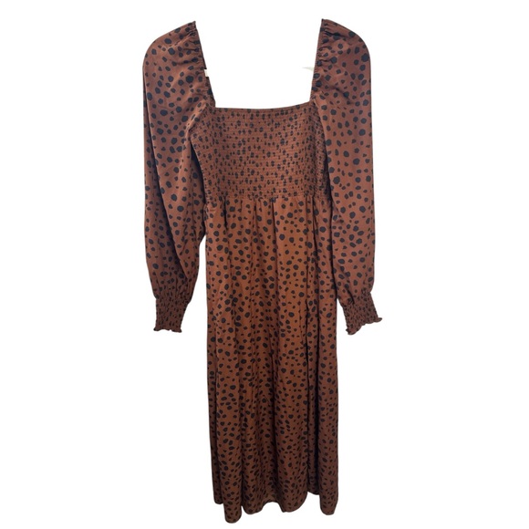 O.P.T. Classic Smocked Maxi Dress in Leopard Print Size Medium Boho Gently Used - Picture 6 of 6